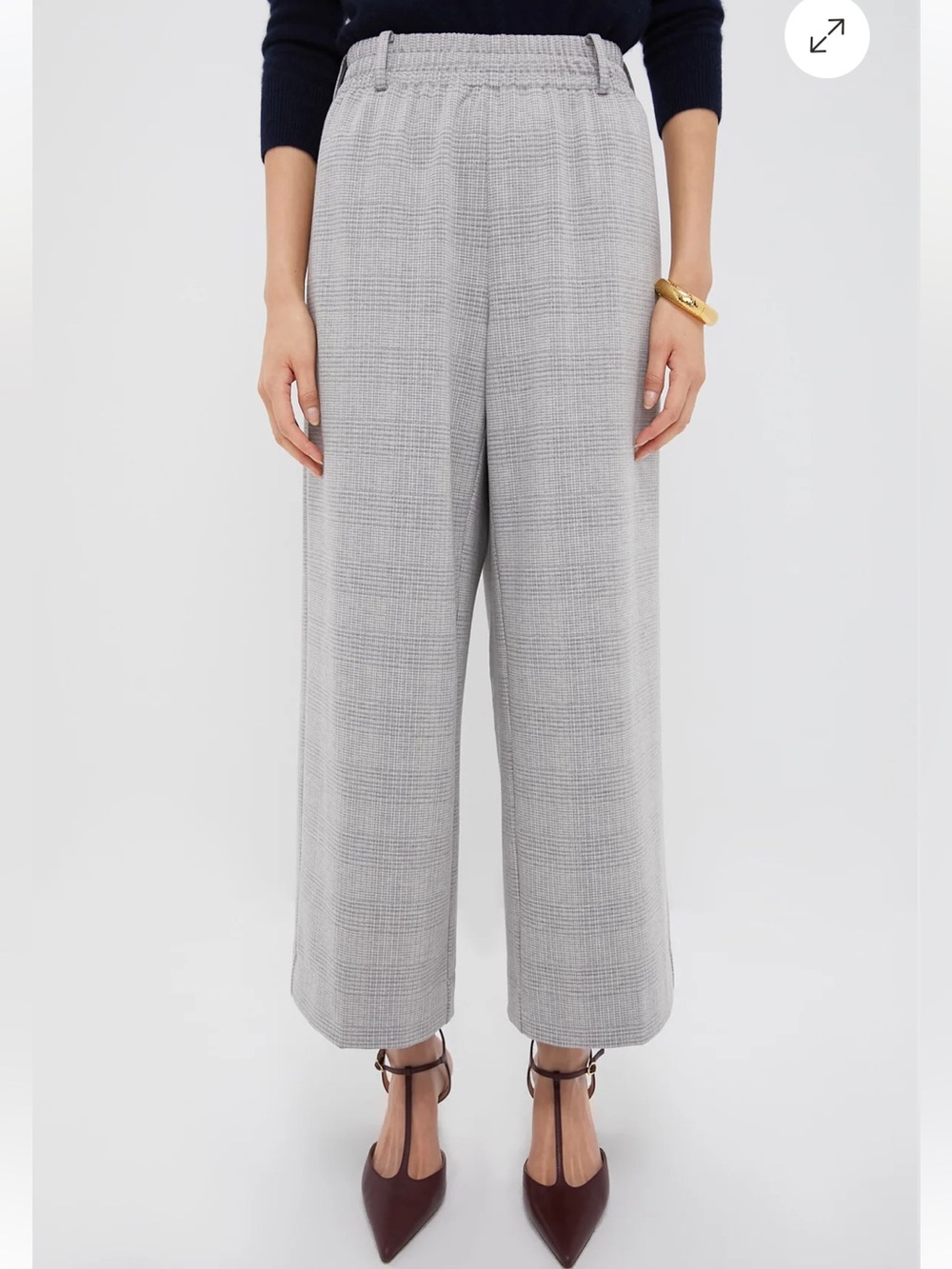 Tuckernuck Light Gray Plaid Cropped Flare Carlton Pants Size: XXL